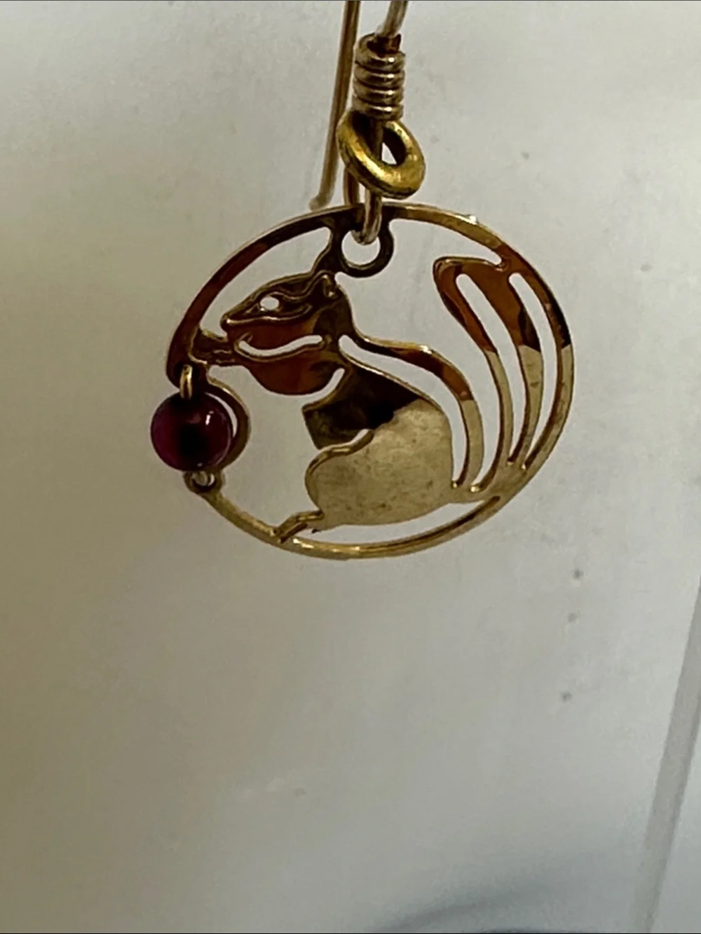 WILD Bryde Squirrel Dangle Earrings with Garnet Gems